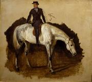 Filippo Palizzi Cavallo bianco da caccia e cavaliere oil on canvas